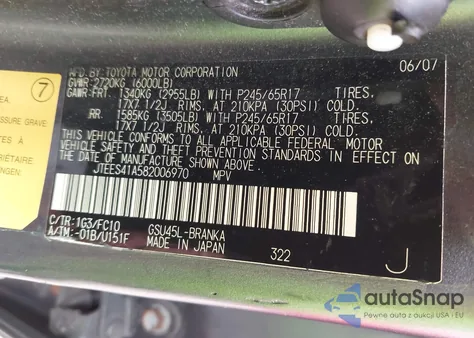 2008 Toyota Highlander z USA, uszkodzony, nr VIN JTEES41A582006970